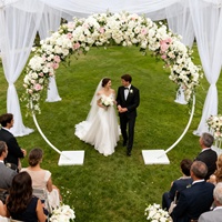 Wintina Arche de mariage ronde en aluminium de haute qualité, support de toile de fond réglable pour tuyau et drapé pour la décoration de mariage