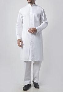 Conjunto de túnica de algodón con botones para hombre blanco antiestático transpirable de algodón de manga larga tradicional - Product Image 2