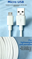 Cable USB-A a Micro USB de 1m, 1.5m, 2m, de PVC Blanco con Conductor de Cobre Puro, para Teléfonos Vivo Antiguos, Venta al Por Mayor de Fábrica en Shenzhen
