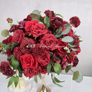 Boda grande 50cm Bola de flores rojas bolas de flores rojas extra grandes centros de mesa Bola de flores rosas artificiales - Product Image 3