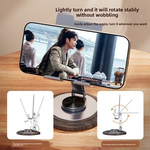 Soporte de Aleación Giratorio 360° Premium para Teléfono, Plegable y Ajustable para Escritorio, con Estabilización de Imagen para <span class=keywords><strong>iPad</strong></span>, Tablet y Transmisiones en Vivo - Product Image 3