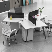 Station de travail modulaire de bureau pour 5 personnes, bureau de bureau à 120 degrés