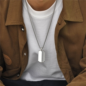Collar de cadena <span class=keywords><strong>para</strong></span> hombre estilo hip hop, diseño sencillo y elegante, con colgante de marca de perro con patrón en blanco y negro, joyería de moda. - Product Image 4