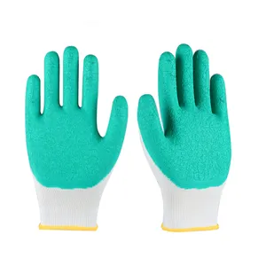 Cotton Latex Coated Gloves Crinkle Green