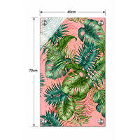 Panneau décoratif mural en acrylique personnalisé de 4,5 mm d'épaisseur, impression HD 40x70, motif feuille tropicale, avec clous d'angle pour appartement, hôtel, intérieur de maison