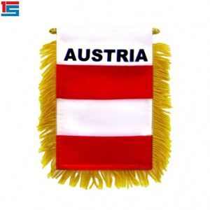 ธงชาติแอลเบเนียแบบกำหนดเอง ผ้าซาตินขนาดเล็ก พิมพ์ลายดิจิทัล พร้อมพู่สีเหลือง สำหรับงานฟุตบอล - Product Image 2