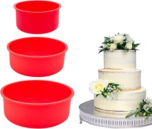 Moldes de silicona para pasteles de 3 piezas, moldes para hornear reutilizables antiadherentes, molde de silicona para pastel - Product Image 1