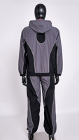 Survêtement de Piste Personnalisé pour Homme avec Passepoil Réfléchissant, Grande Taille, Couleur Noir et Gris, Ensemble Coupe-Vent en Nylon pour Homme