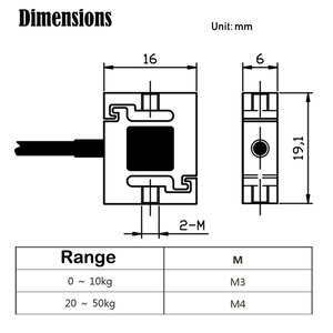 PLC503 0.5kg 1kg 2kg 5kg Sensor de Celda de Carga Miniatura Tipo S de Venta Caliente, Instalación con Perno Haolong, Báscula Portátil para Equipaje - Product Image 6
