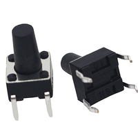 Interrupteur tactile électronique en acier inoxydable et laiton 6x6x5 Bouton tactile à quatre broches avec contacts 2NC
