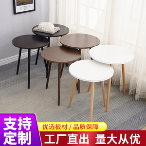 Nordic Minimalist Wooden <b>Round</b> Coffee <b>Table</b> Warm White Blue Oak Golden Silk Ebony Rami Oak Sofa <b>Side</b> <b>Table</b> Living Room Balcony - Product Image 5