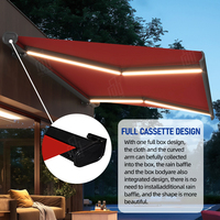 Auvent rétractable motorisé à LED - Auvent imperméable avec cadre en aluminium pour terrasse extérieure, protection solaire, auvent à cassette intégrale