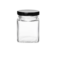 Contenedor de alimentos wadah makanan dapur Jam kaca madu persegi stoples kaca 250 ml dengan tutup untuk Madu