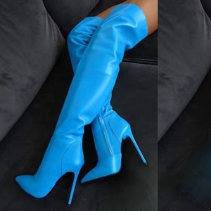 Wholesale Concise Design Sexy Skintight Side Zip Women Over <b>Knee</b> <b>High</b> Boots Stiletto Lady Pointed Toe Plus Size 47 Long - Product Image 6