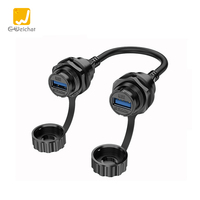 Venta Directa de Fábrica, Conectores USB Industriales EU-USB Macho-Hembra IP67 USB3.0 USB2.0, Conector Impermeable para Montaje en Panel, Montaje Trasero, PBT