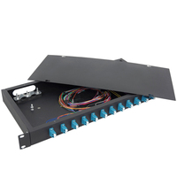Kotak Terminal Tipe Geser Panel Tambalan Optik 1U 12/24/48 Port SC/LC/ST/FC Panel Patch Optik Dudukan Rak