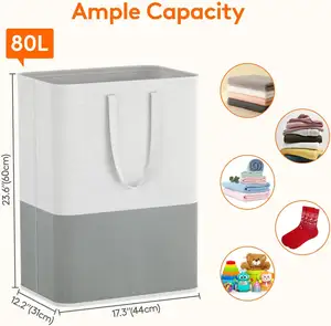 Lifewit 80L Laundry Hamper Freestanding Laundry Basket With Handles Waterproof Tall Collapsible Clothes Basket For Laundry Room