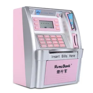 portable unopenable large money toy saving box piggy bank atm machine with withdrawal
