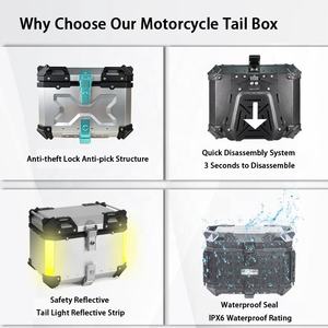 Caja Trasera Multifuncional Blindada <span class=keywords><strong>de</strong></span> Aleación <span class=keywords><strong>de</strong></span> Aluminio <span class=keywords><strong>de</strong></span> 45L 55L a Bajo <span class=keywords><strong>Precio</strong></span>, Caja Superior para Motocicleta, Scooter, Coche Eléctrico - Product Image 5