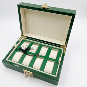 Boîte à montre de luxe en bois vert, vente en gros, personnalisable OEM, coffret cadeau pour montre mécanique automatique, ensemble complet avec présentoir - Product Image 3