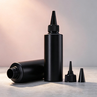 Bouteilles compte-gouttes vides en plastique noir mat à épaule plate, avec bouchon torsadé, pour encre liquide et huile capillaire, 30ml, 60ml, 240ml