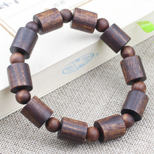 Bracelet en bois d'agar noir, perles en forme de baril, unisexe, à porter au quotidien, bijoux de style ethnique - Product Image 3