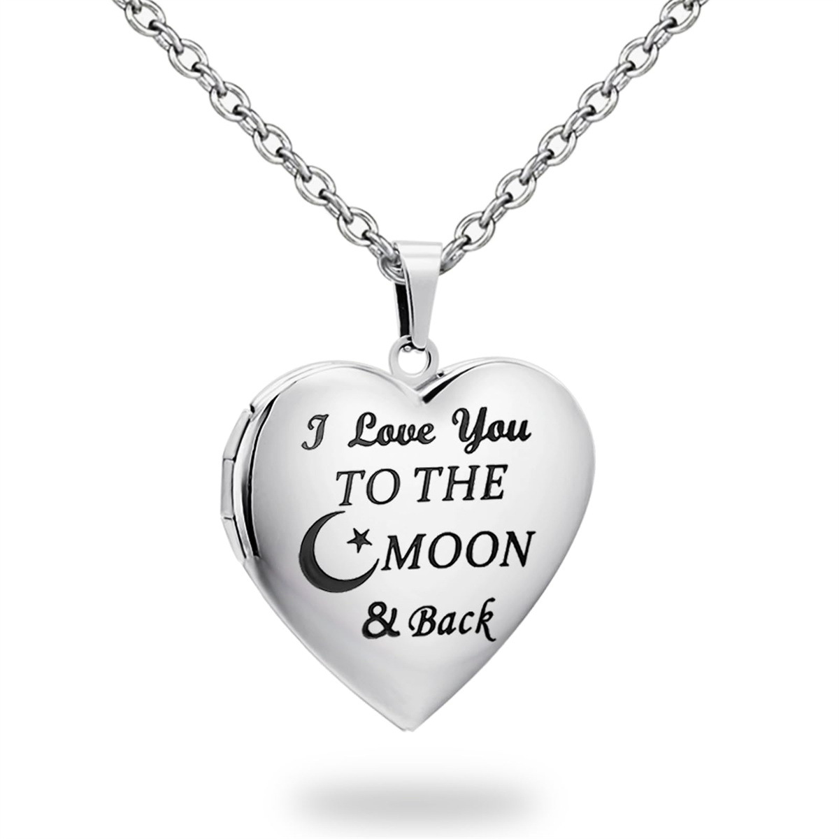 Espalda de luna de amor de plata de 10 corazones