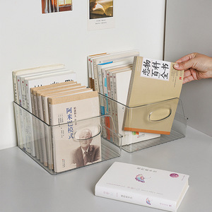 Transparent Book Storage Box Rectangle Stackable Office Organizer For Books Desktop Toys Picture Books Small Medium Large - Product Image 1