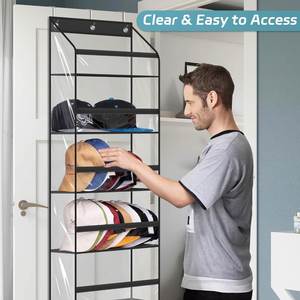 Clear Hat Storage Organizer Large Capacity Over the Door Hanging Organizer for Baseball Caps Hat Racks Storage for Closet/Wall - Product Image 5