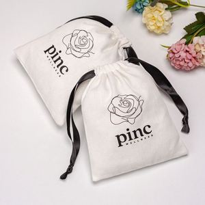 Organic Customized Logo Small Twill Cotton <b>Pouch</b> Clothing Shoes Dust Cotton <b>Drawstring</b> Bags - Product Image 1