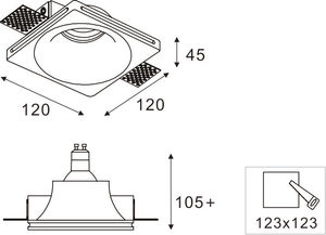 GDLED de yeso fábrica de iluminación de la luz interior de la lámpara de techo de yeso material GU10 empotrada <span class=keywords><strong>LED</strong></span> trimless downlight spotlight - Product Image 3