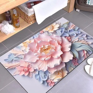 Dreidimensionale Blumen-Diatomenschlamm-Bodenmatte Saugfähige Rutschfeste Fußmatte Stoffteppich Maschinenwaschbare Badezimmermatte - Product Image 2