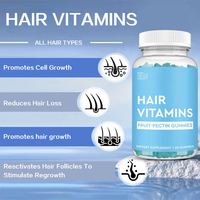 Vitamines capillaires OEM ODM sous forme de gommes aux fruits - 60 gommes riches en biotine, acide folique et vitamine C pour la santé des cheveux