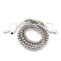 Câble USB-C 4-en-1 doré brillant à perles, anti-emmêlement, accessoires électroniques