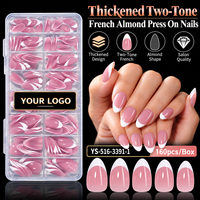 160 faux ongles épais à pression, bicolores, couvrance totale, en ABS, avec logo personnalisé