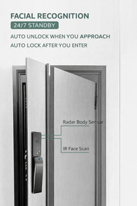 Cerradura Inteligente Tuya Wifi con Reconocimiento de Venas de la Palma de la Mano, Integración con Alexa, Reconocimiento Facial 3D, Huella Dactilar, Video, Acceso con Tarjeta, Uso en la Nube, Pantalla IPS - Product Image 3