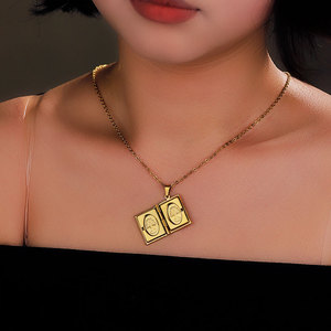 จี้ล็อกเกตรูปสแตนเลส14K 18K สำหรับผู้หญิงผู้ชายจี้ชุบทอง316L งานตามสั่ง - Product Image 6