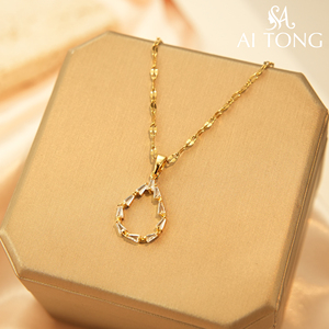 Luxe Stylish <strong>Jewelry</strong> Design 14K Gold Plated Stainless Steel Heart <strong>Leaf</strong> Zircon Pearl Fashion <strong>Jewelry</strong> Necklaces for Dinner Party - Product Image 2