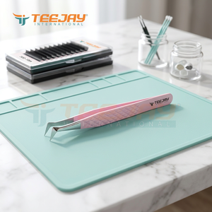 แหนบต่อขนตาปลอม,เครื่องมือยกขนตาปลอมเคลือบผงสีชมพูอ่อน - Product Image 5