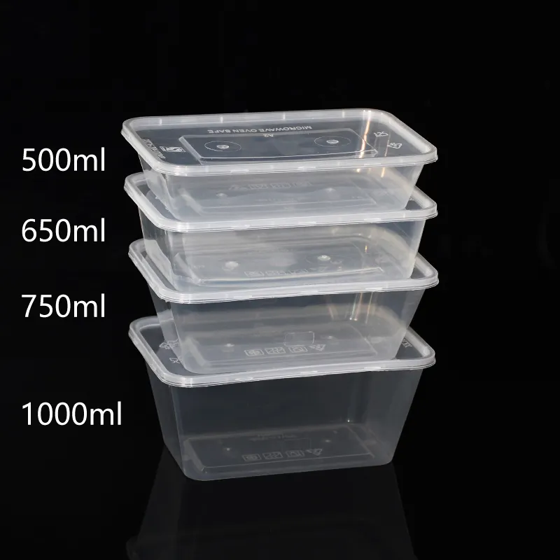 ढक्कन के साथ डिस्पोजेबल प्लास्टिक Bento दोपहर के भोजन के बॉक्स Takeaway खाद्य कंटेनर इंजेक्शन Microwavable आधुनिक आयत 650ml LFGB, ISO9001