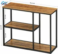 Modern Style Bookcase Wood Book Shelves Vintage Wood and Metal Bookshelf Simple Steel Stainless Frame