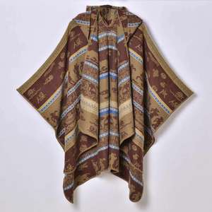 Chal Grueso de Jacquard para Mujer, Otoño Invierno, Nuevo, Cálido, con Capucha, Estilo Étnico - Product Image 3
