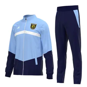 Yeni tasarım renk eşleştirme futbol spor eğitim ceketi eşofman standı yaka erkek spor ceket