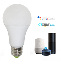 Ampoule LED intelligente WiFi A19 E27 dimmable 9W RGBCW AC120v/230v à changement de couleur 2700K-6500K compatible Bluetooth WiFi