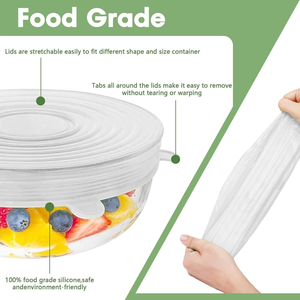 Silicone Stretch Lids Reusable Bowl Covers Food Storage Wraps Elastic Seal Fresh Keeping Cup Lid Kitchen Cover Set 6 Pack - Product Image 6