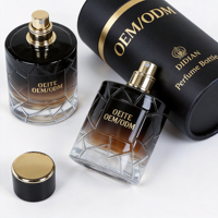 Botol Parfum Desain Khusus Mewah 50ml Wadah Parfum Silinder Hitam Gradasi Kaca Bulat 100 ml dengan Kemasan Kotak