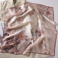 Écharpes en soie en gros, 100% soie pure, foulard carré roulé à la main, motif personnalisé imprimé pour cadeau de mariage, accessoires pour femmes