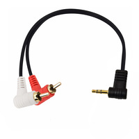 Câble Phono Double RCA Mâle-Mâle 3,5 mm Plaqué Or 90° avec Conducteur en Cuivre pour Smartphone, PC, Amplificateur, Haut-parleur
