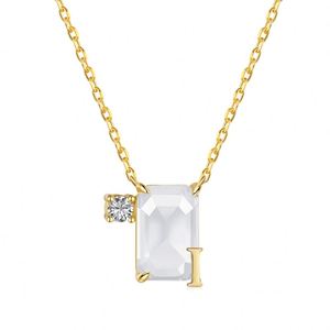 Dylam Rhodium 18K Gold Sterling <b>Silver</b> Infinite Elements Cubic Zirconia Crystal <b>Initial</b> I Alphabet Gradient Pendant <b>Necklace</b> - Product Image 1