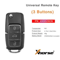 Llave Remota Plegable Xhorse XKB526EN B5 con 3 Botones para VVDI2 Key Tool, Fabricada en China Continental